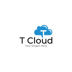 T cloud logo. cloud computing template. creative. global internet. upload. data transfer. download website. technology icon. network symbol.