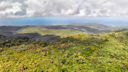 Beautiful hills of Mauritius Island, aerial view