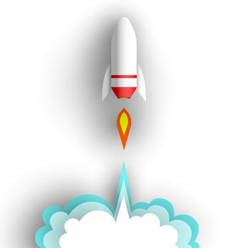 Rocket on white background. Vector illustration.