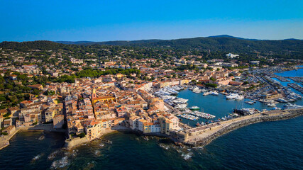 Fototapeta na wymiar View over Saint Tropez in France located at the Mediterranian Sea at the Cote D Azur - travel photography