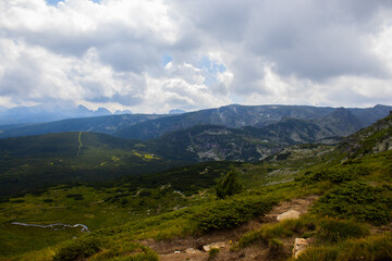 Fototapeta na wymiar mountain landscape with clouds , rila mountain, Bulgaria