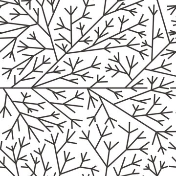 black and white abstract floral trunk tree seamless pattern for background, wallpaper, texture, banner, label, card,  cover etc. vector design.