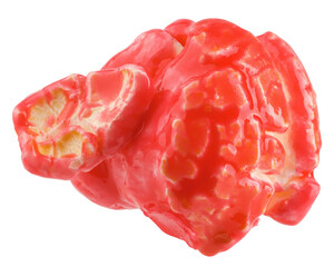 Colored fruity popcorn isolated on white background, clipping path, full depth of field