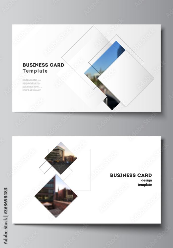 Poster vector layout of two creative business cards design templates, horizontal template vector design wit