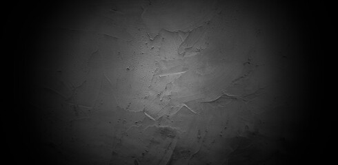 Old wall texture cement dark black gray panorama background abstract grey color design are light with white gradient background.