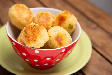 Fried rice balls, croquet. Brazilian food knows as 