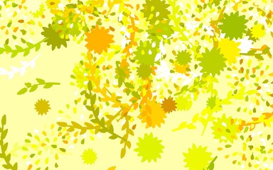 Light Green, Yellow vector doodle pattern with flowers
