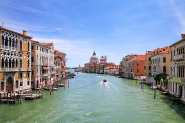 Fototapeta na wymiar View of Grand Canal and Basilica di Santa Maria della Salute in Venice, Italy