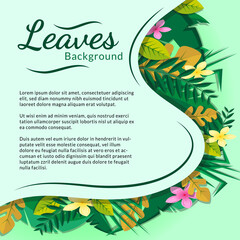 Card background with tropical leaves. Floral vector illustration background fit for summer and tropical theme.