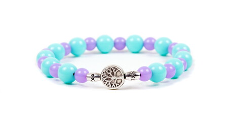 Beaded bracelet on the white surface