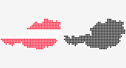 Fototapeta premium Map of Austria, in dotted style. One version includes the flag, the other is simply black. Vector Graphic.