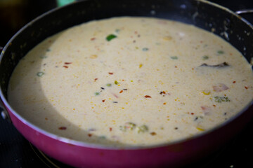 Khow Suey With White Sauce and Burnt Roasted Fried Onion Italian Cuisine