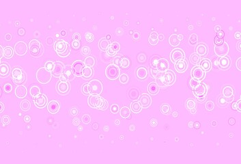 Light Pink vector pattern with spheres, lines.