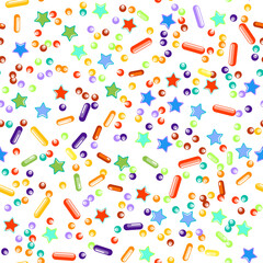 Sprinkles grainy. Seamless Pattern. Cupcake donuts