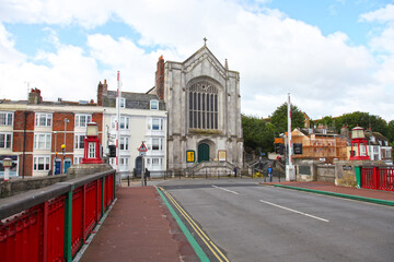 Old buildings in the seaside town of Weymouth in Dorset, England.