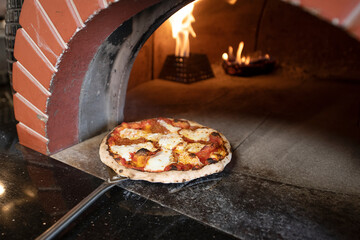 Pepperoni Pizza in a Brick Oven