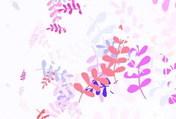 Light Purple vector natural backdrop with leaves.