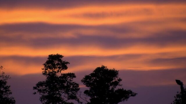 Long video of Red sky clouds Time lapse fast moving Sky timelapse sunset evening nature treetops moving in the Wind landscape