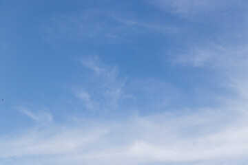 Clear blue sky with white cloud background