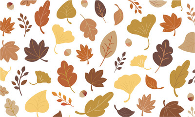 秋の落ち葉パターン素材