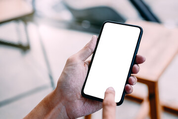 businessman holding smartphone