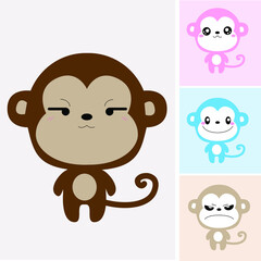 cute monkey cartoon vector set
