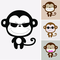 cute monkey cartoon vector set