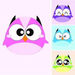 cute owls cartoon vector drawing