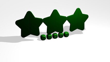 3D illustration of STARS graphics and text made by metallic dice letters for the related meanings of the concept and presentations. background and abstract