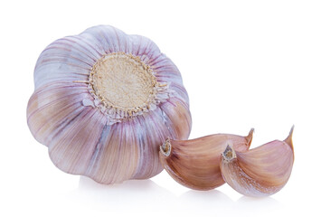 Isolated garlic. Raw garlic with segments isolated on white background, with clipping path