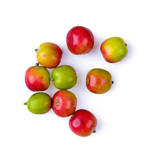 fresh coffee beans isolated on white background