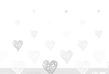 Light Gray vector background with Shining hearts.