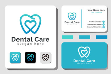 modern line art Dental care logo with business card design