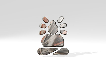 landmark buddha statue casting shadow from a perspective. A thick sculpture made of metallic materials of 3D rendering. architecture and city