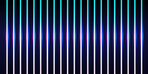 Modern abstract futuristic glowing pink and blue neon light in black dark room