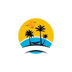 Fototapeta na wymiar Summer Beach logo design Vector, Beach logo template design concept, Creative icon