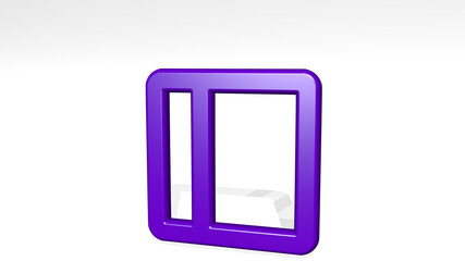 LAYOUT LEFT made by 3D illustration of a shiny metallic sculpture with the shadow on light background. design and abstract