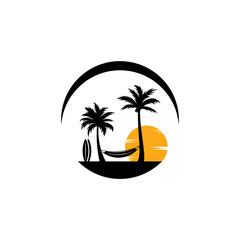 Fototapeta na wymiar Summer Beach logo design Vector, Beach logo template design concept, Creative icon