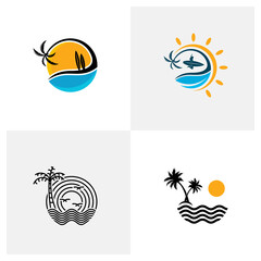 Fototapeta na wymiar Set of Summer Beach logo design Vector, Beach logo template design concept, Creative icon