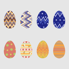 Easter eggs in flat design isolated set