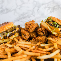 Burgers, Wings, and Fries