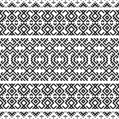 Ikat Aztec ethnic seamless pattern design in black and white color. Ethnic Illustration vector.