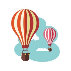 Air Balloon Flying in Sky Travel Transportation Flat Icon Illustration Element