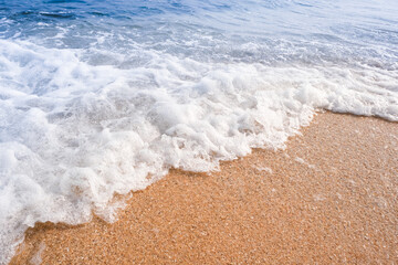Wave sea and water sea blue amazing on islands in the world .soft focus