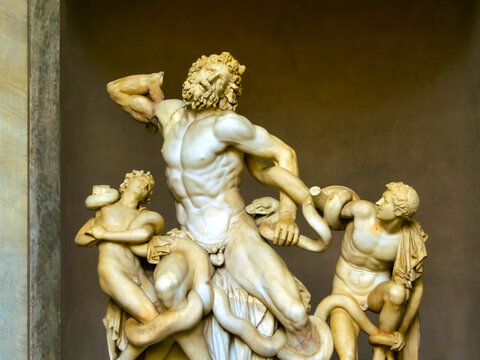 Rome, Italy - May 02, 2014: Ancient statue of Laocoon and his Sons in Vatican, Italy.