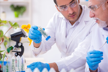 Two chemists working in the lab