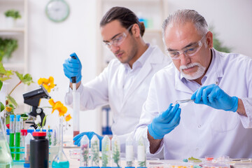 Two chemists working in the lab