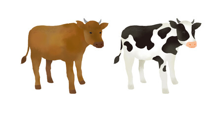 イラスト素材　年賀状　牛のイラストのカット