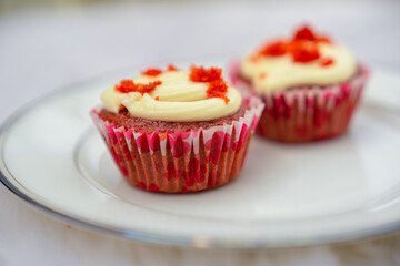 cupcakes with cream and strawberry
