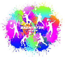 Badminton Logo Design. Colorful Sport Background. Website landing page. Template for apps. Vector illustration.
